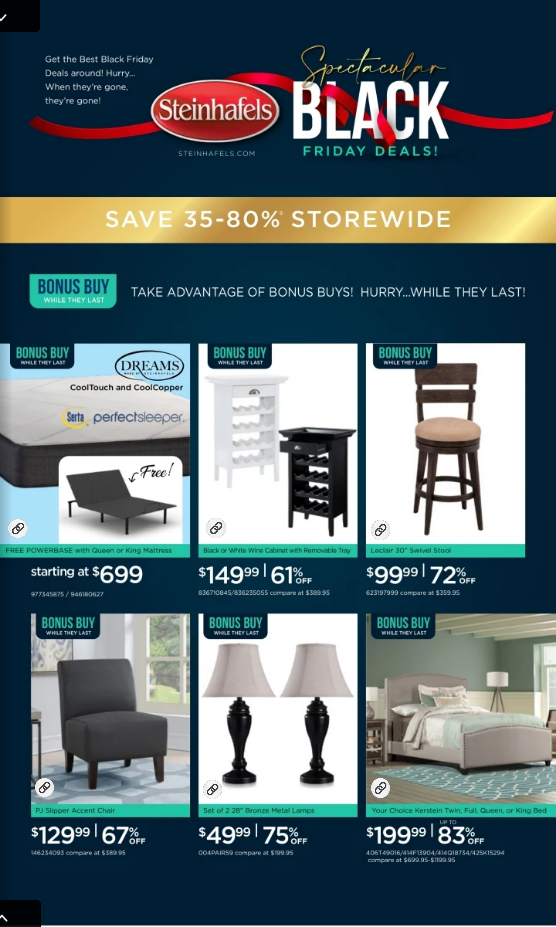 Steinhafels Furniture 2021 Black Friday Ad Page 1