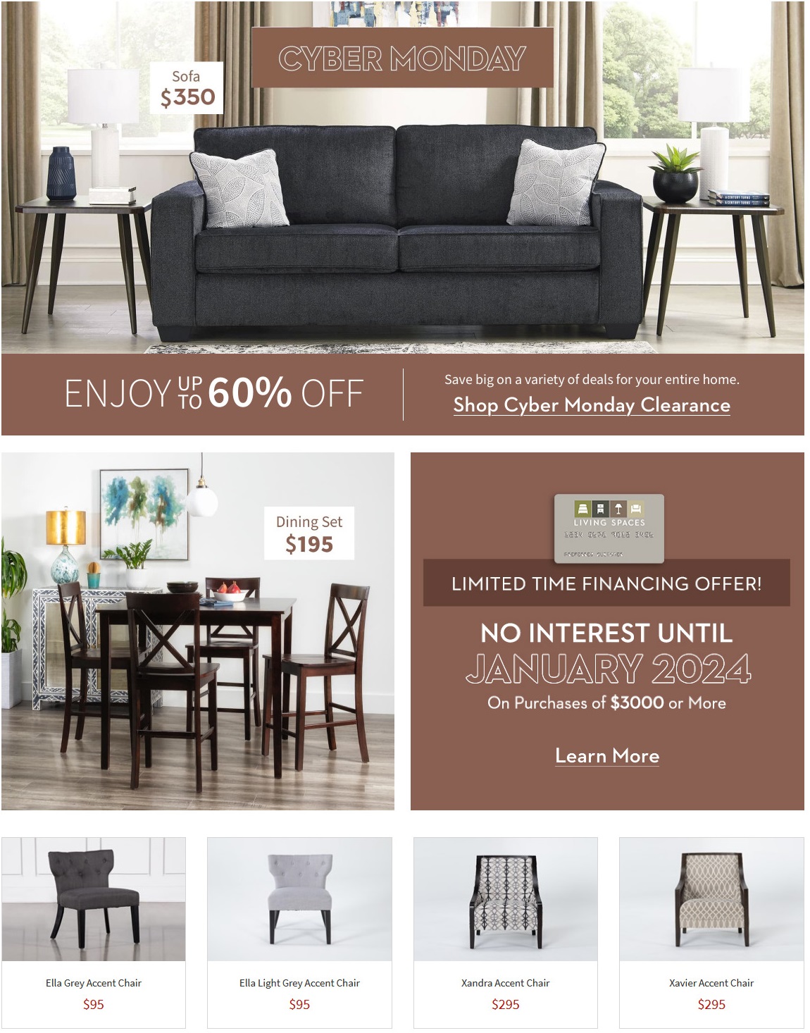 Living Spaces 2020 Cyber Monday Ad Page 1