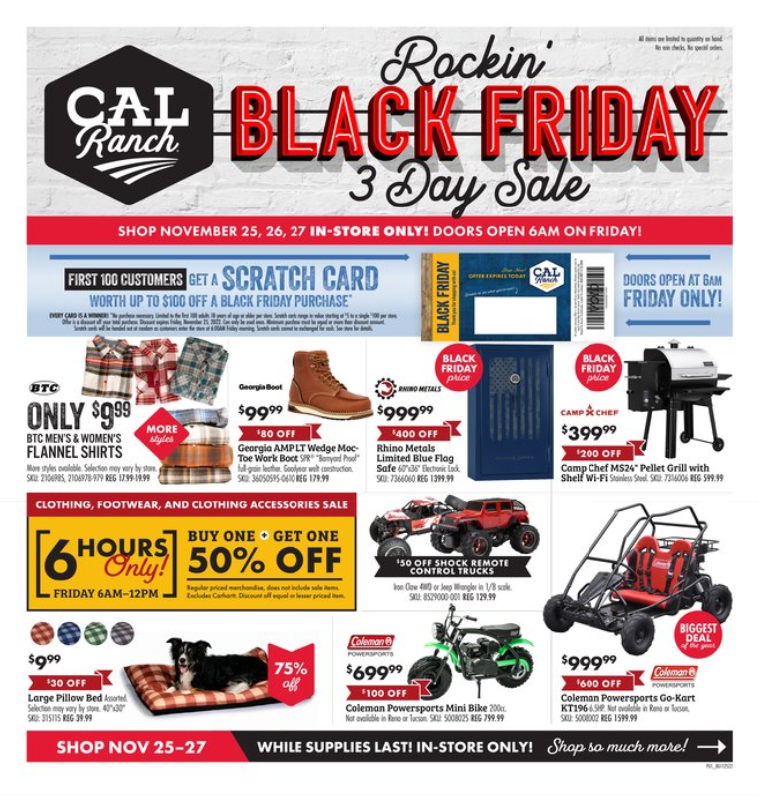 Cal Ranch Stores 2022 Black Friday Ad Page 1