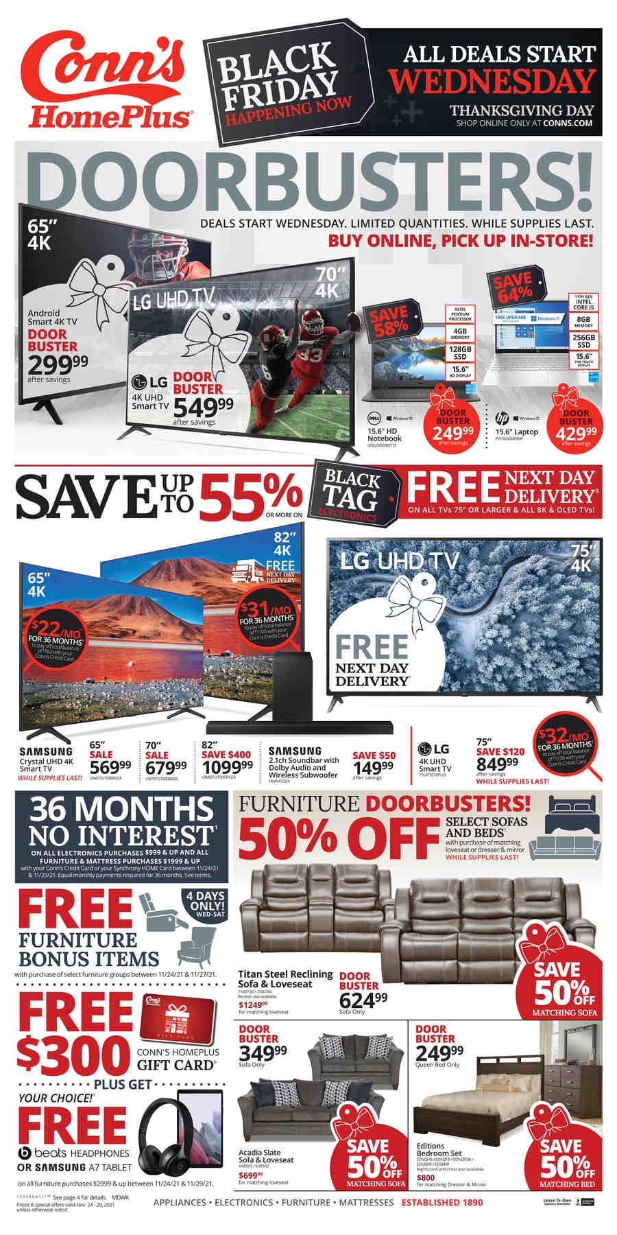 Conn's HomePlus 2021 Black Friday Ad Page 1