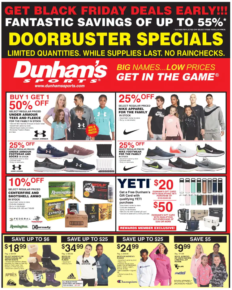 Dunham's Sports 2020 Black Friday Ad Page 1