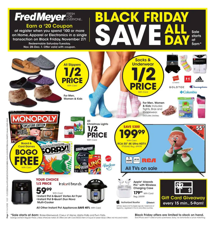 Fred Meyer 2020 Black Friday Ad Page 1