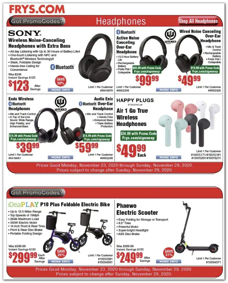 Frys Electronics 2020 Black Friday Ad Page 1