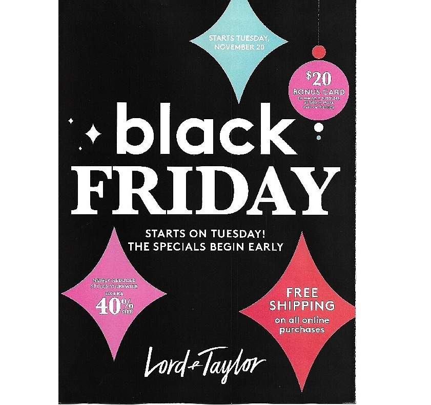 Lord & Taylor 2018 Black Friday Ad Page 1