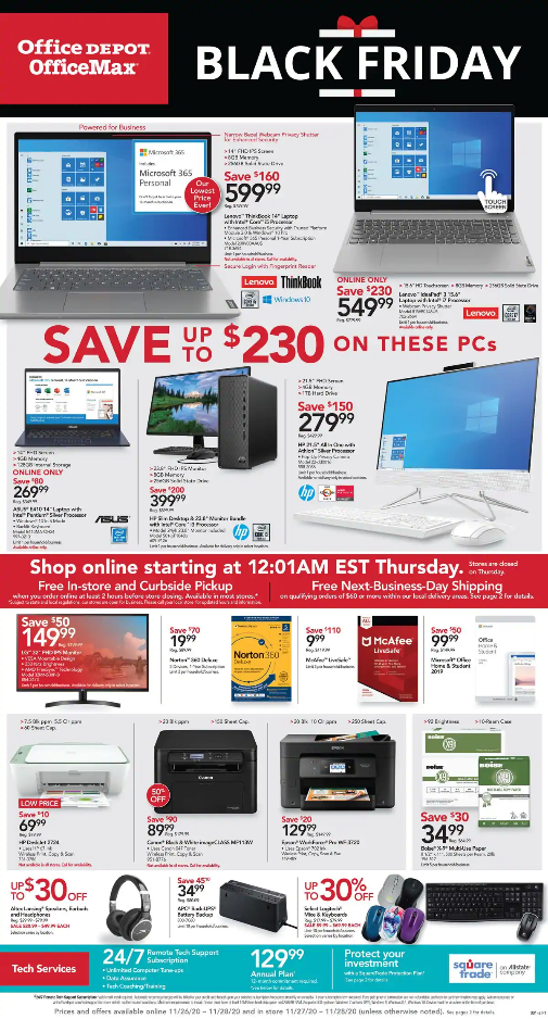 Office Depot 2020 Black Friday Ad Page 1