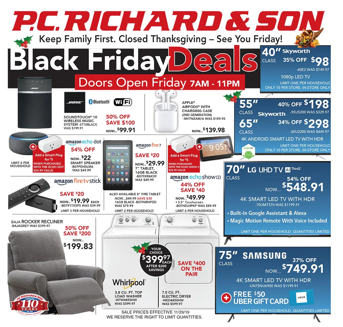 PC Richard & Son 2019 Black Friday Ad Page 1