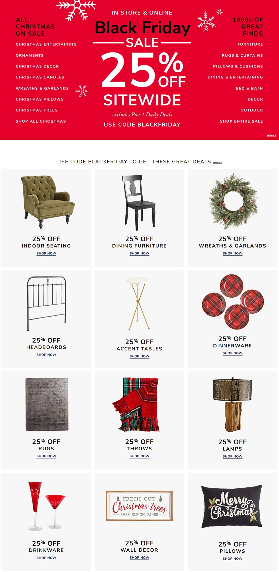 Pier 1 Imports 2019 Black Friday Ad Page 1