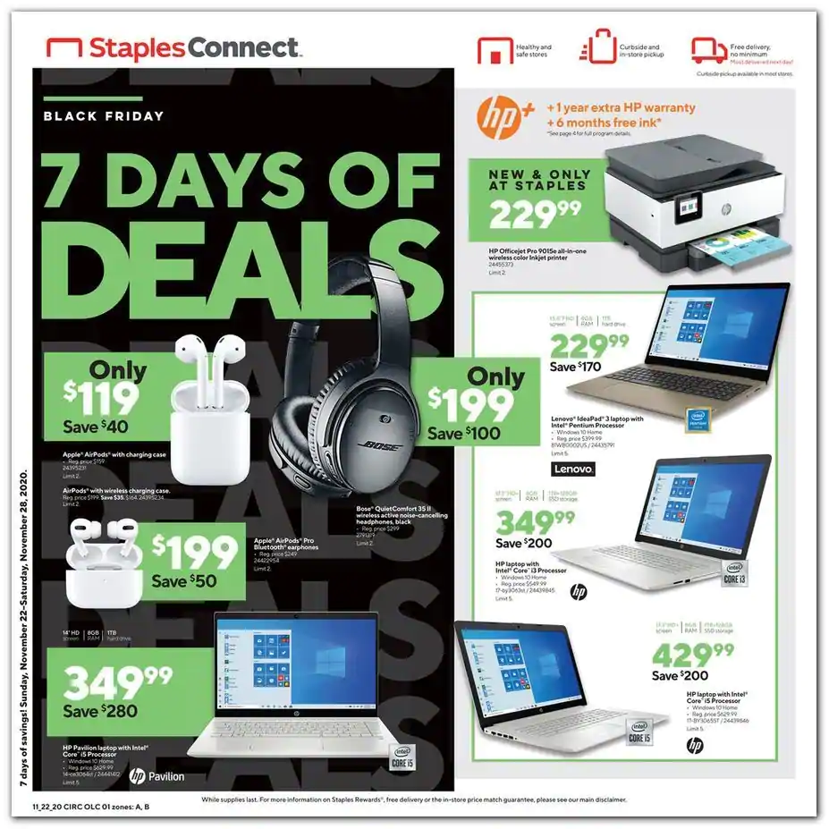 Staples 2020 Black Friday Ad Page 1