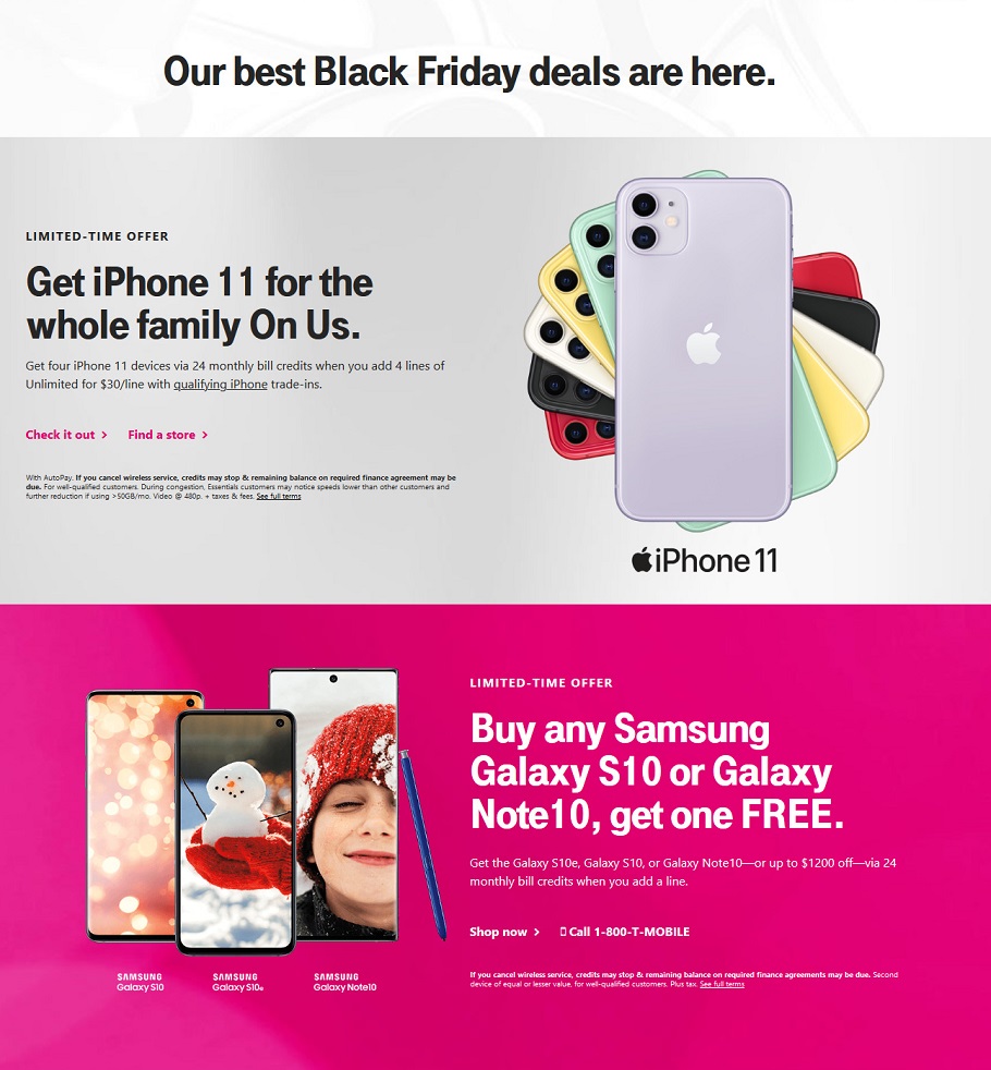 T-Mobile 2019 Black Friday Ad Page 1