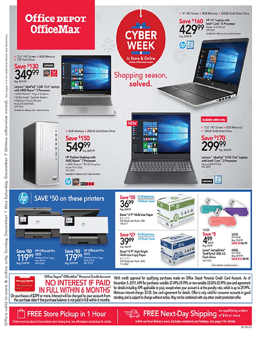 Office Depot 2019 Cyber Monday Ad