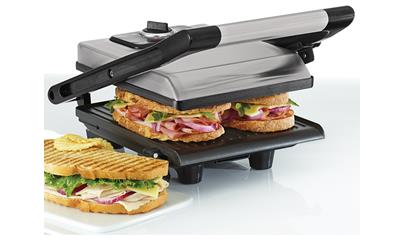Bella Brushed Stainless Steel Panini Grill