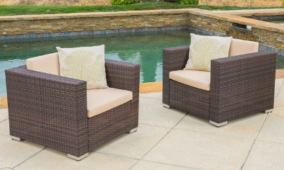 Christopher Knight Home Florence Outdoor Aluminum Club Chair with Cushions (Set of 2)