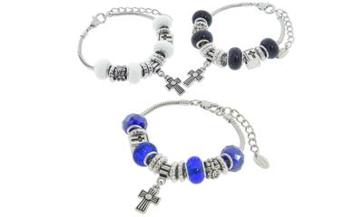 Eternally Haute Murano Style Glass Cross Charm Bracelets