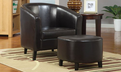 Coaster 900240 Vinyl Accent Chair with Ottoman