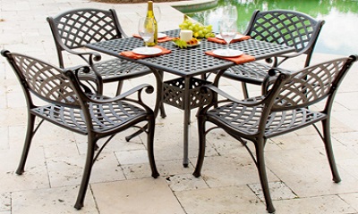 Lakeview Outdoor Designs Heritage 4-Person Cast Aluminum Patio Dining Set With Square Table