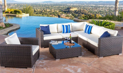 Santa Rosa Outdoor 7-piece Wicker Seating Sectional Set