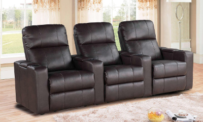 Abbyson Living Parker 3-piece Leather Straight Row Home Theater Seating Set
