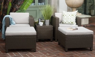 Christopher Knight Home Puerta 5-piece Outdoor Wicker Chat Set