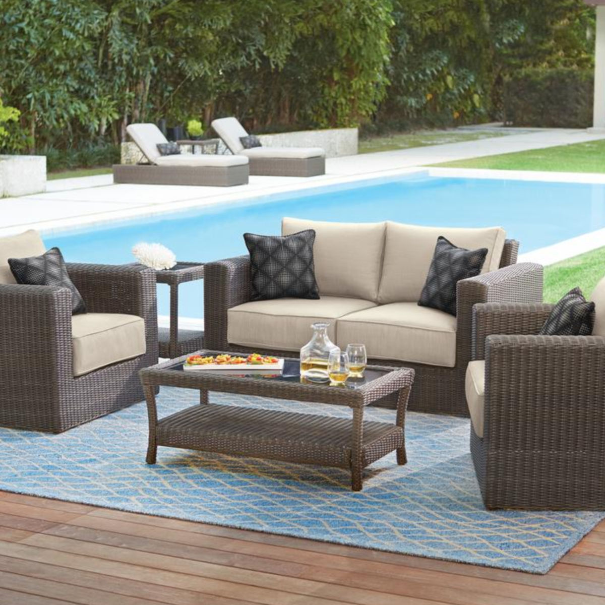 Home Decorators Collection Naples Brown 4-Piece All-Weather Wicker Patio Deep Seating Set