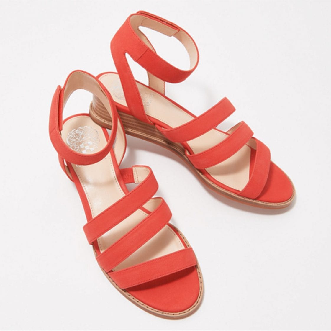 Vince Camuto Resensa Leather Demi-Wedge Sandals | Frugal Buzz