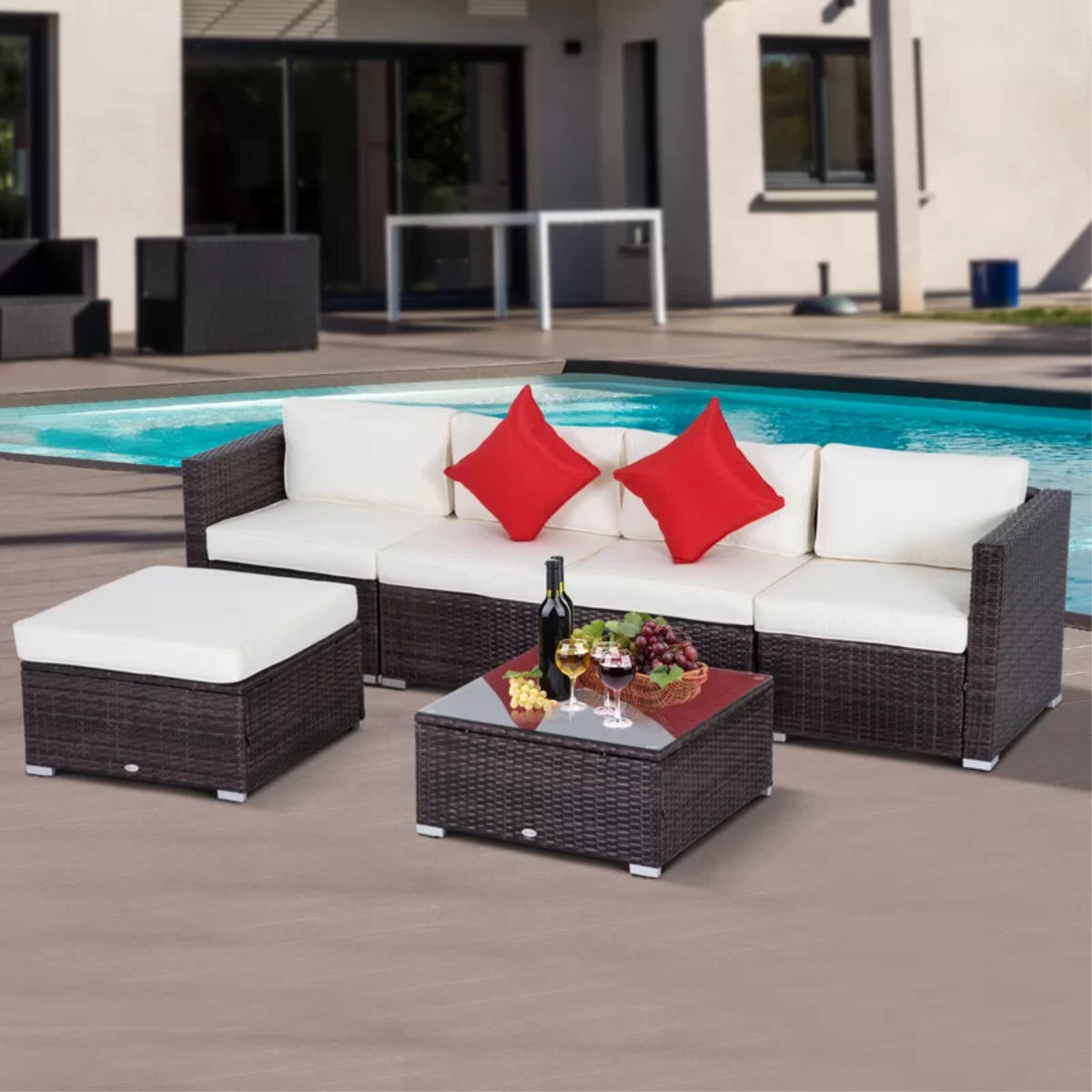 Sol 72 Outdoor Barnett 6 Piece Rattan Sectional Seating Group