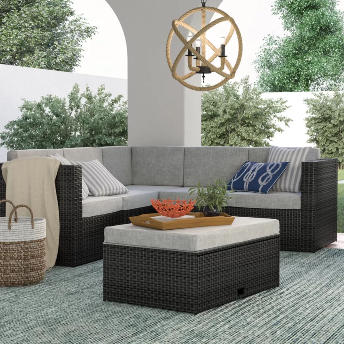 Sol 72 Outdoor McNab 4 Piece Rattan Sectional Seating Group