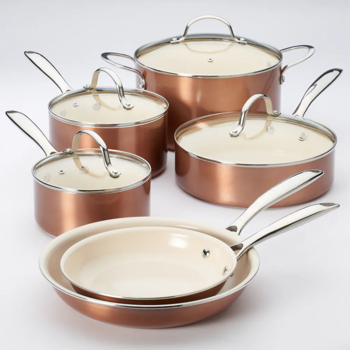 Food Network 10pc Nonstick Ceramic Copper Cookware Set