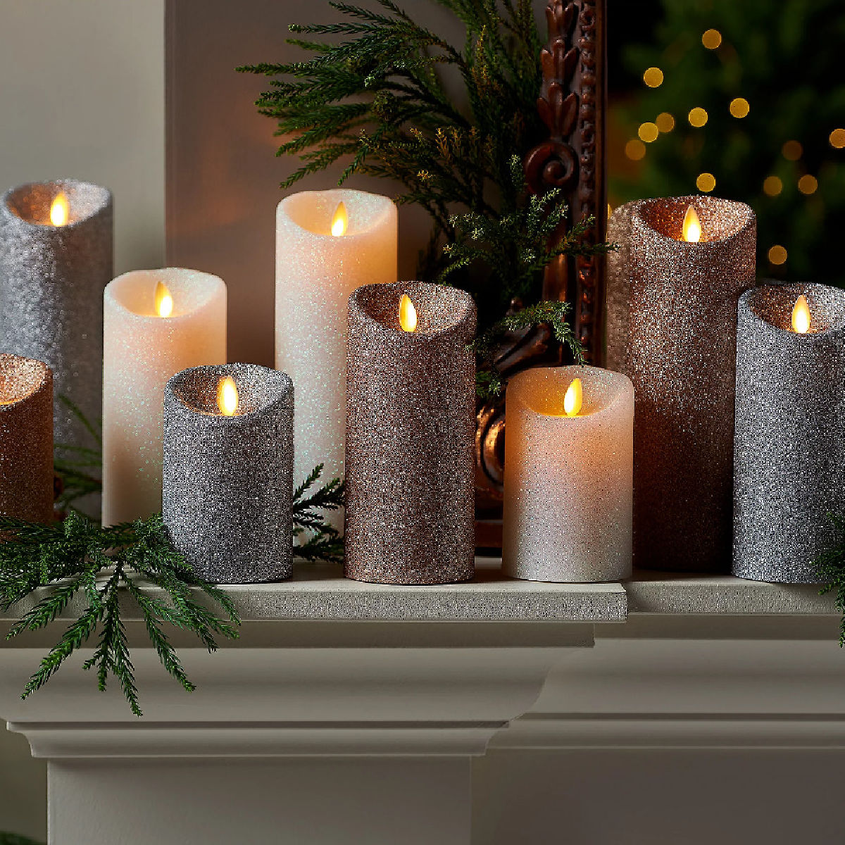 Luminara Flameless Glitter Candle Pillars