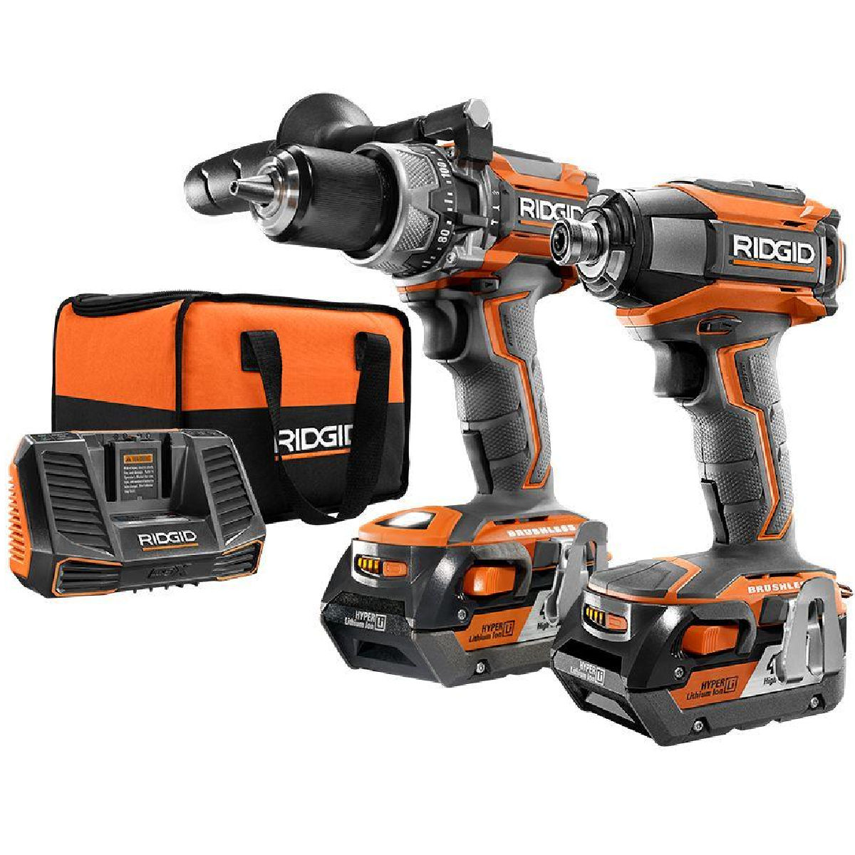 RIDGID R9205 18-Volt Lithium-Ion Cordless Brushless Hammer Drill and Impact Driver