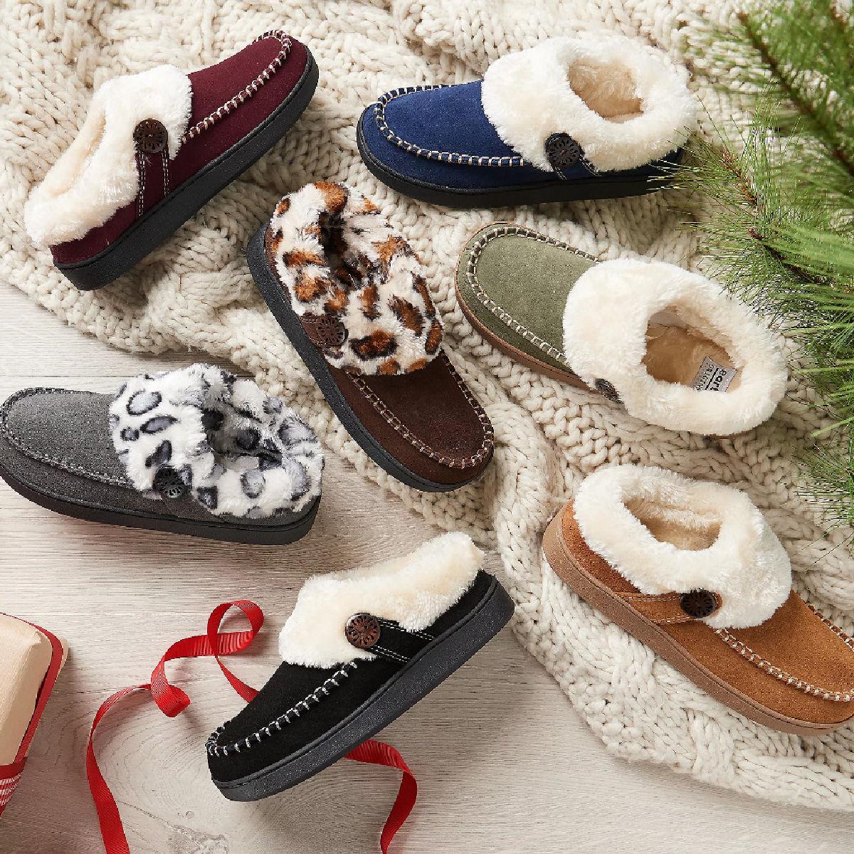 Earth Origins Run About Raine Suede Slipper with Faux Fur