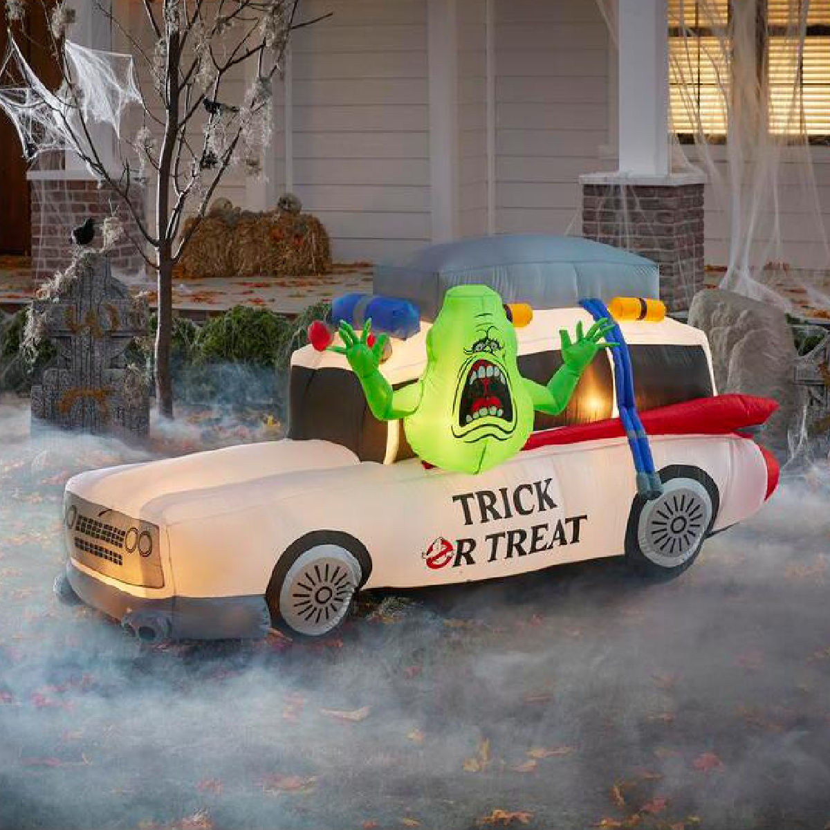 Ghostbusters Ecto 1 with Slimer Halloween Inflatable Decoration