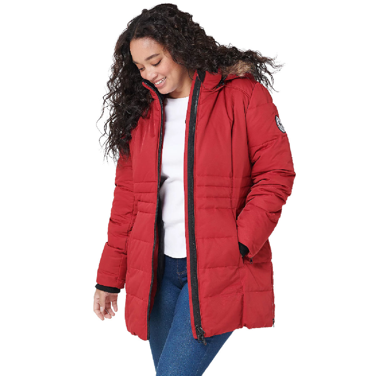 Arctic Expedition Quilted Zip Front Down Coat with Hood