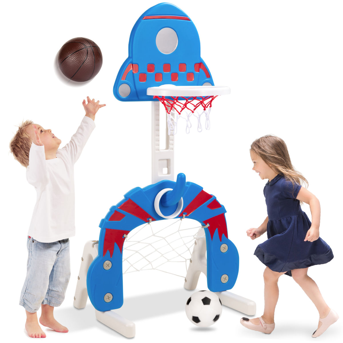 Best Choice Products 3-in-1 Toddler Basketball Hoop Sports Activity Center Grow With Me Play Set