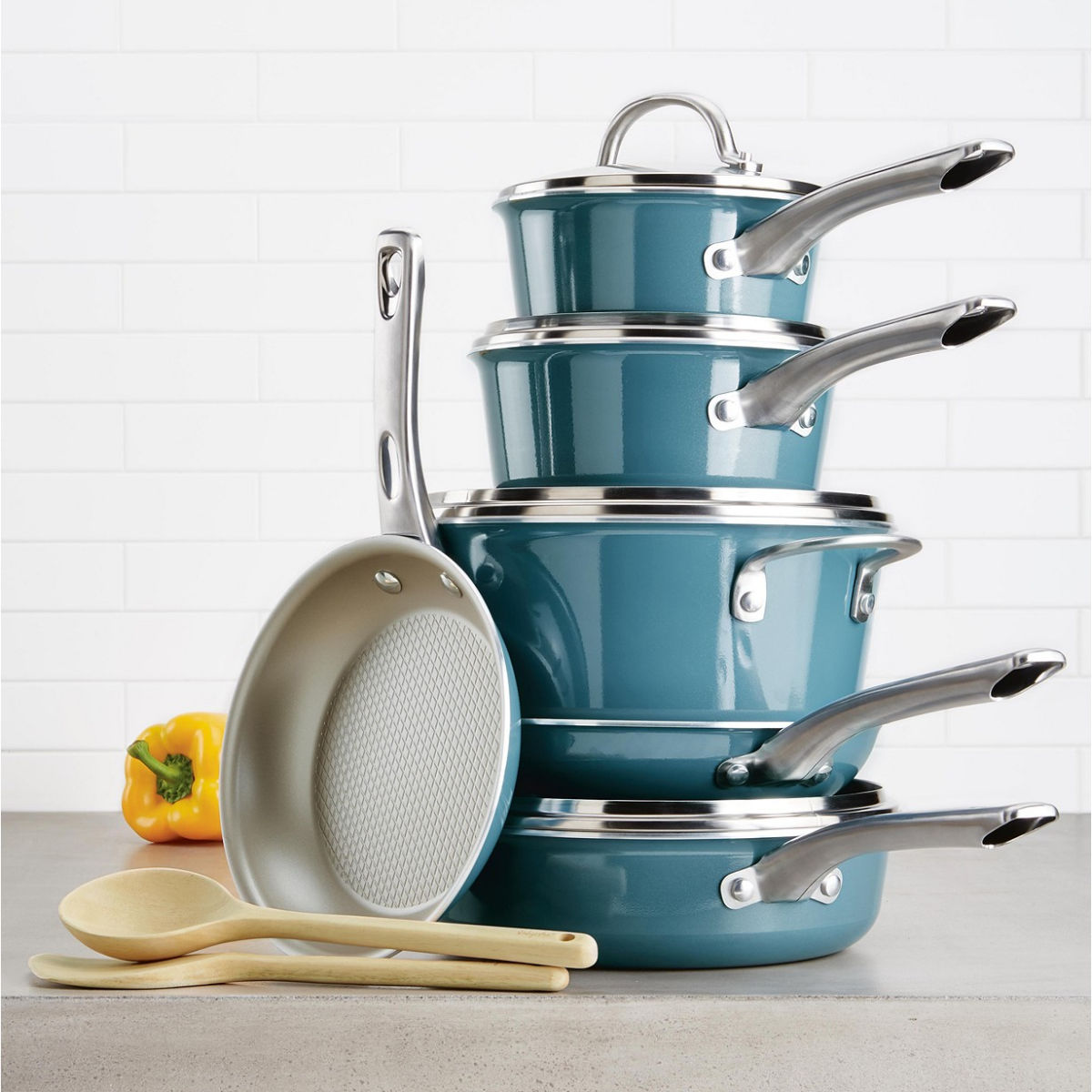 Ayesha Curry Home Collection 12pc Porcelain Enamel Non-Stick Cookware Set