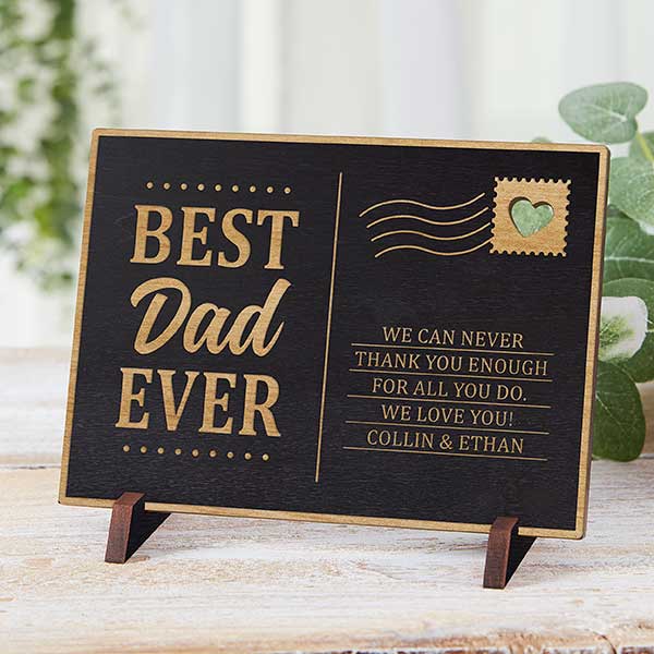 Best Dad Ever Personalized Wood Postcard