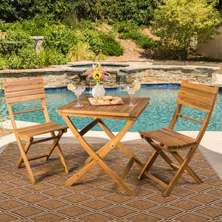 Christopher Knight Home Positano Outdoor 3-piece Foldable Acacia Wood Bistro Set
