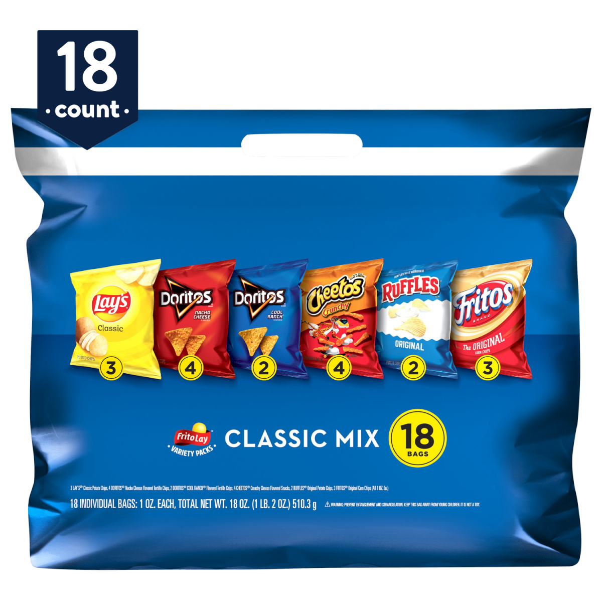 Frito-Lay Classic Mix Snacks Variety Pack 18 Count