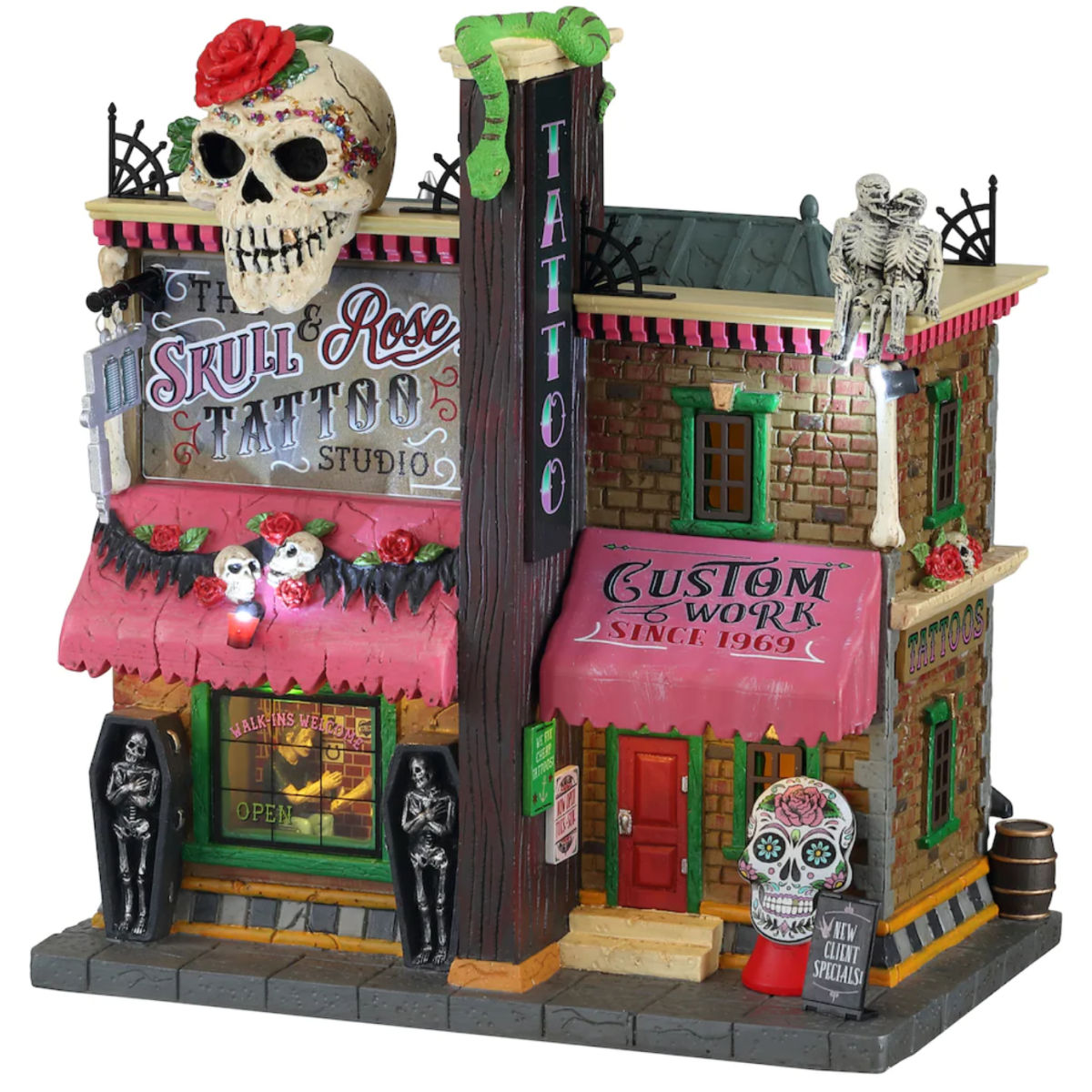 Lemax The Skull and Rose Tattoo Studio Building
