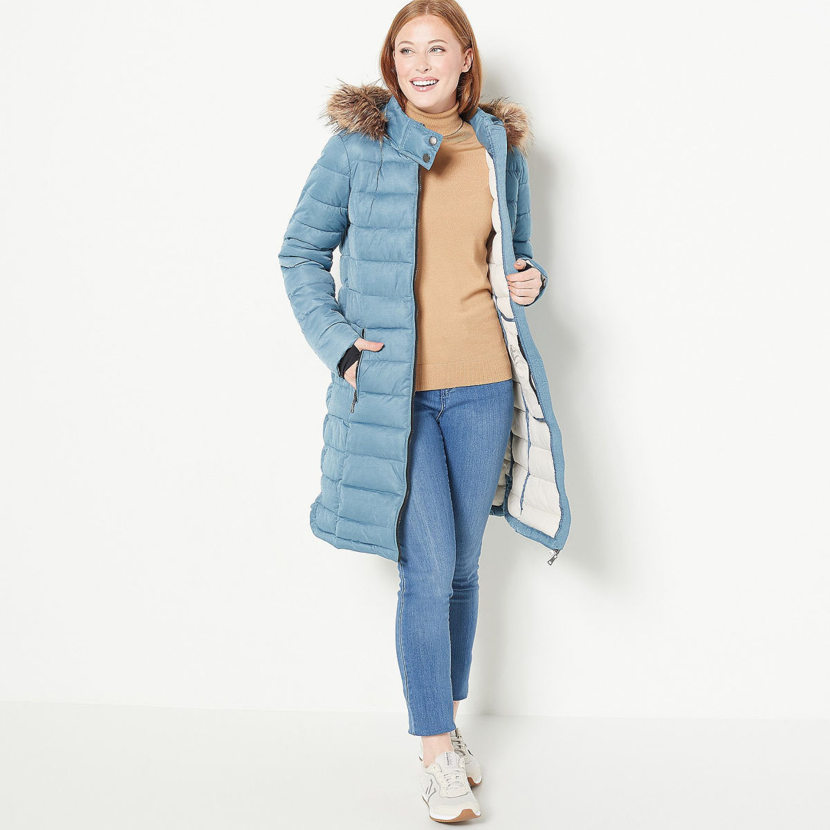 Nuage Stretch Horizontal Quilted Puffer Coat