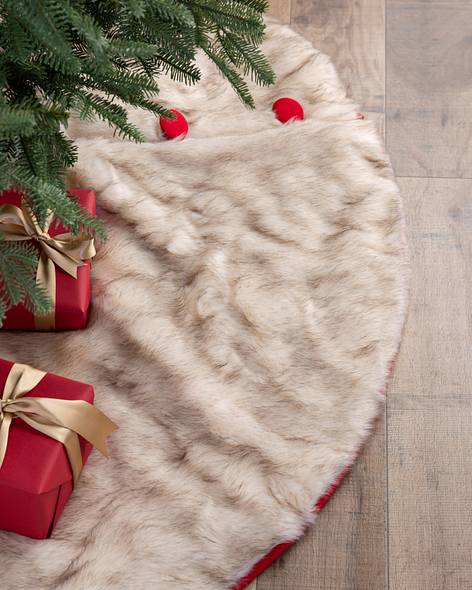 48" Arctic Holiday Faux Fur Tree Skirt