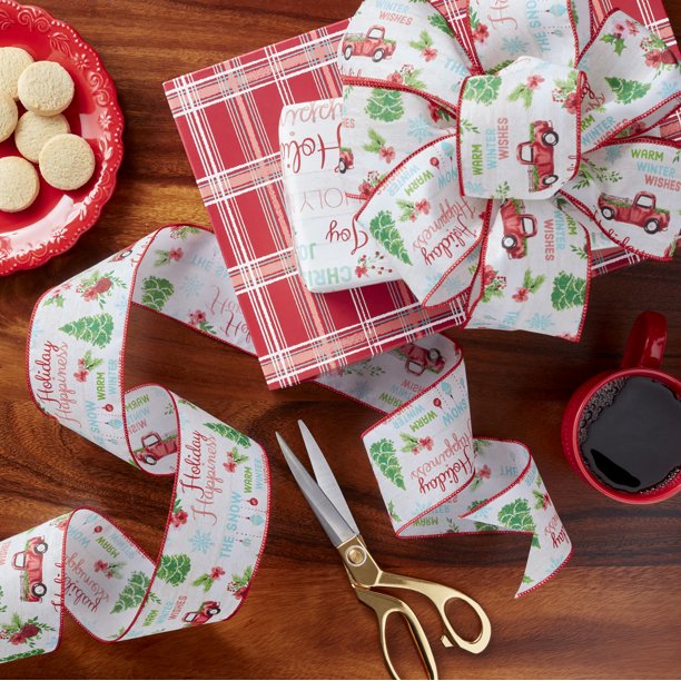 The Pioneer Woman Fabric Ribbon, Holiday Sentiments