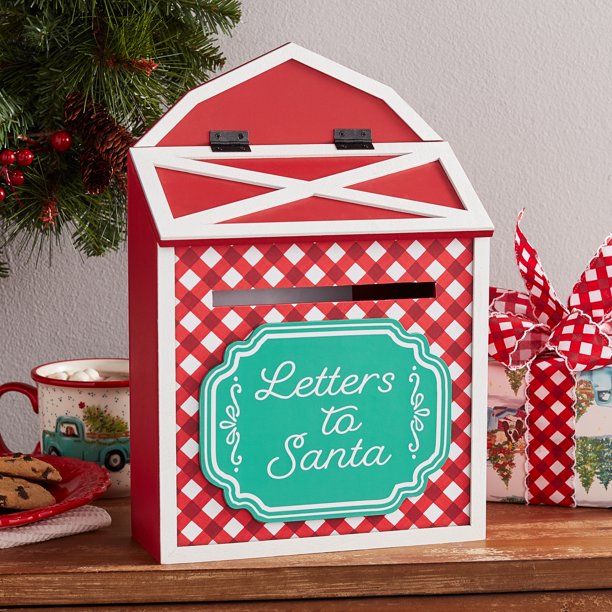 The Pioneer Woman Red Letters to Santa MDF Decorative Tabletop Mailbox