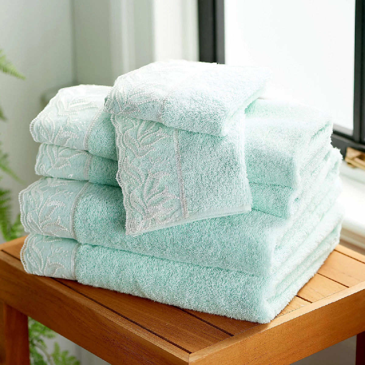 Home Reflections 6-Piece Towel Set with Lace Trim