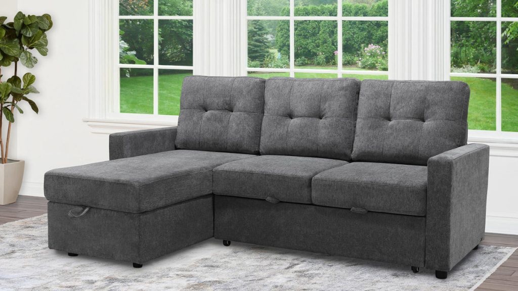 abbyson kylie reversible sofa bed sectional with storage