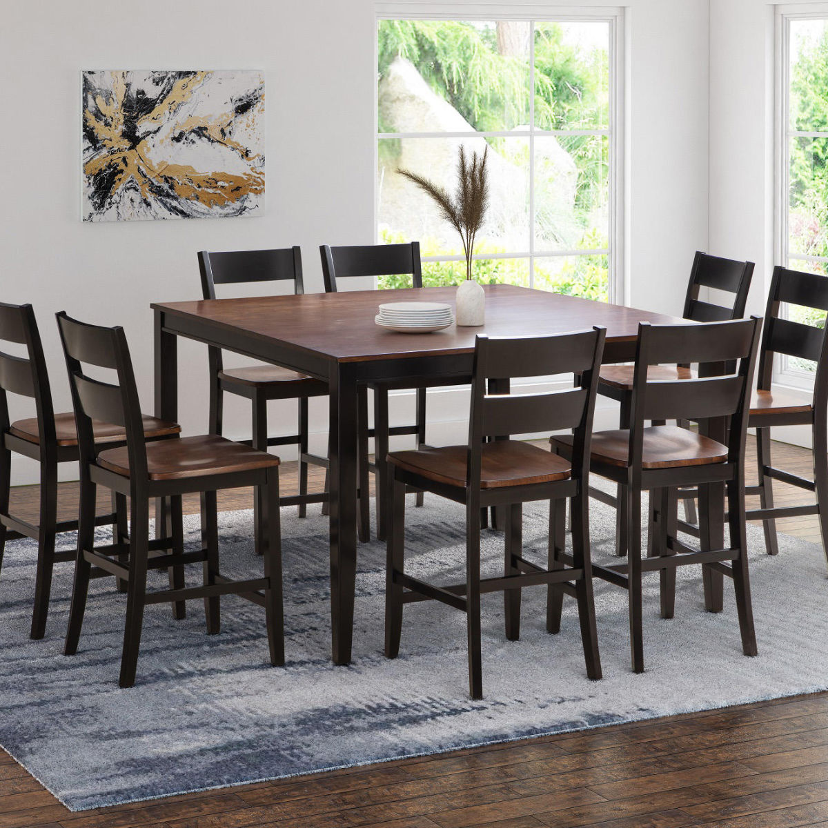 Abbyson Living Wesley 9-Piece Counter Height Wood Dining Set