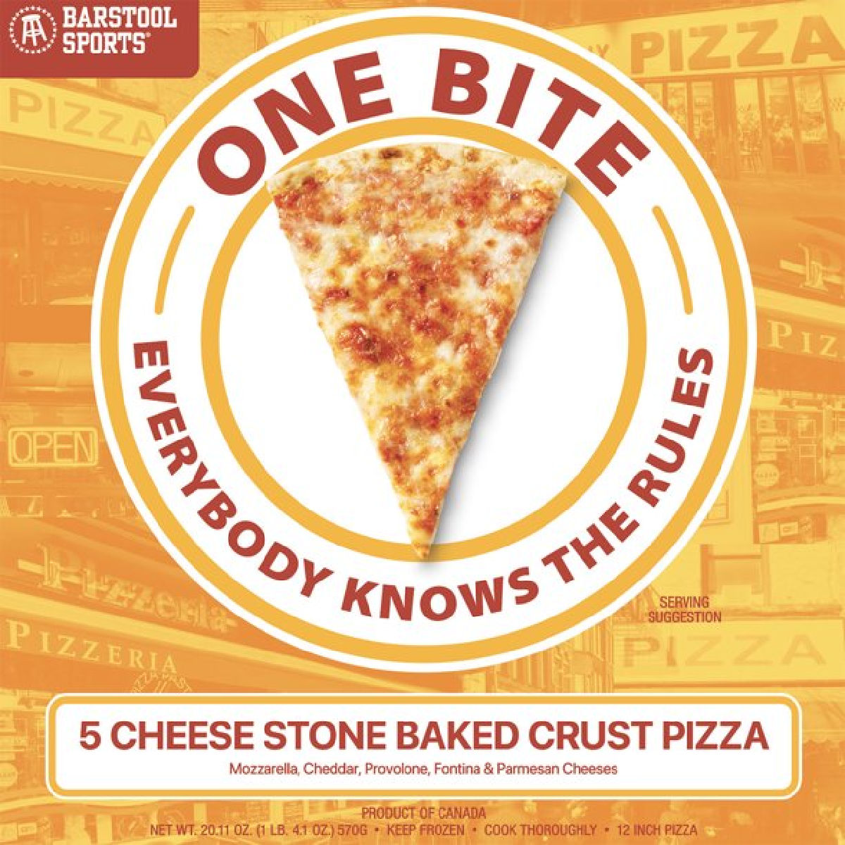 Barstool Sports One Bite 5 Cheese Frozen Pizza