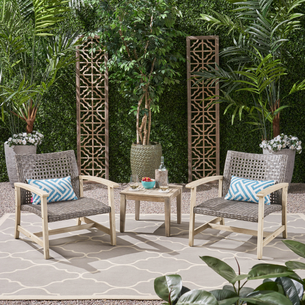 Noble House Camdyn 3-Piece Patio Chat Set