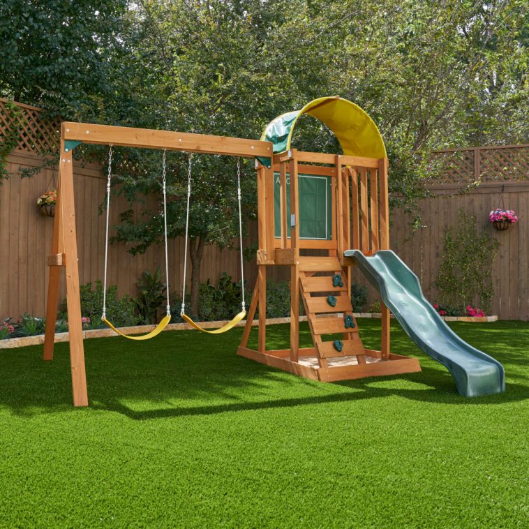 KidKraft Ainsley Wooden Outdoor Swing Set Deal September 2022 | Frugal Buzz