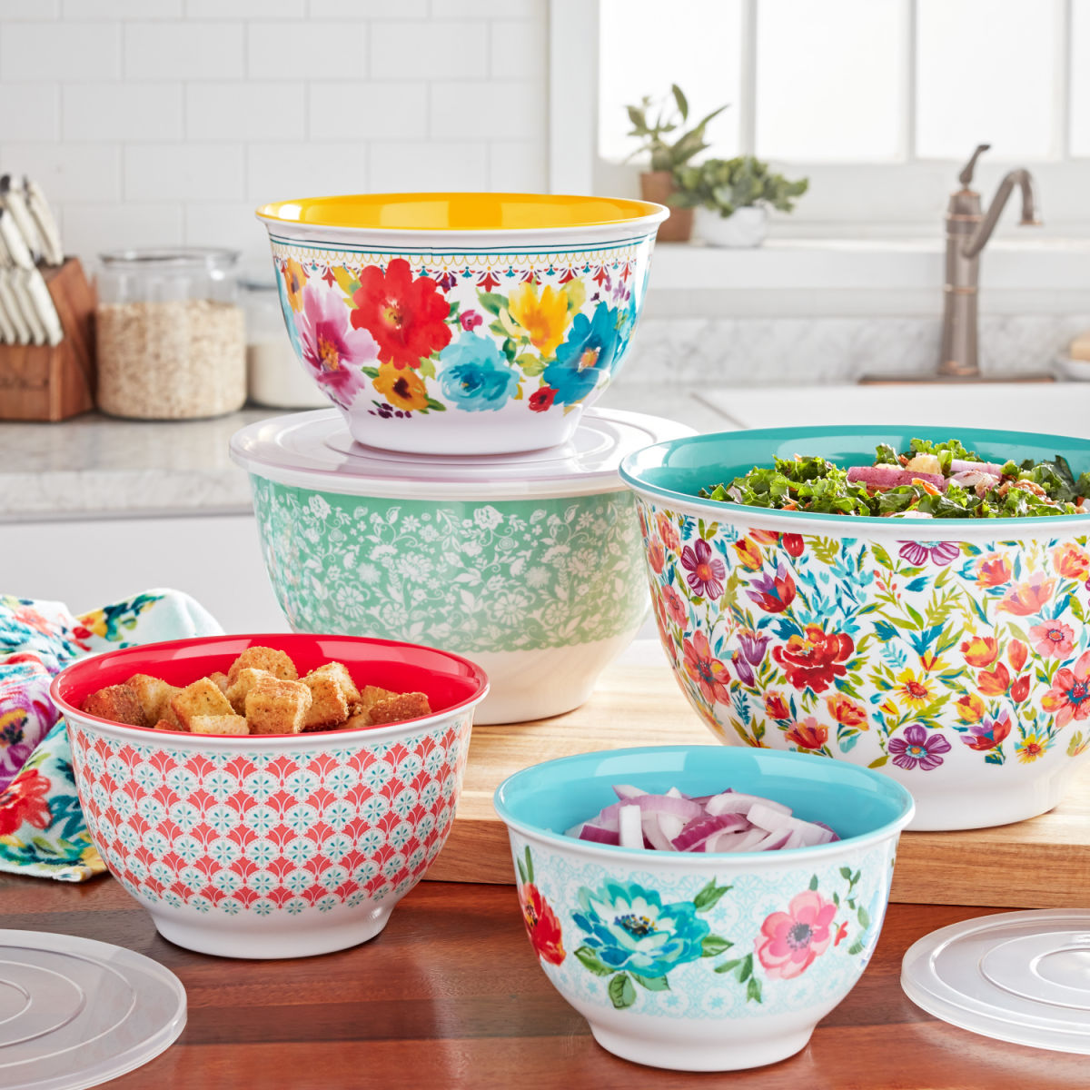 The Pioneer Woman Melamine Petal Party 10-Piece Mixing Bowl Set
