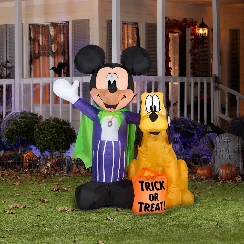 Airblown Disney Mickey and Pluto with Treat Sack Halloween Inflatable